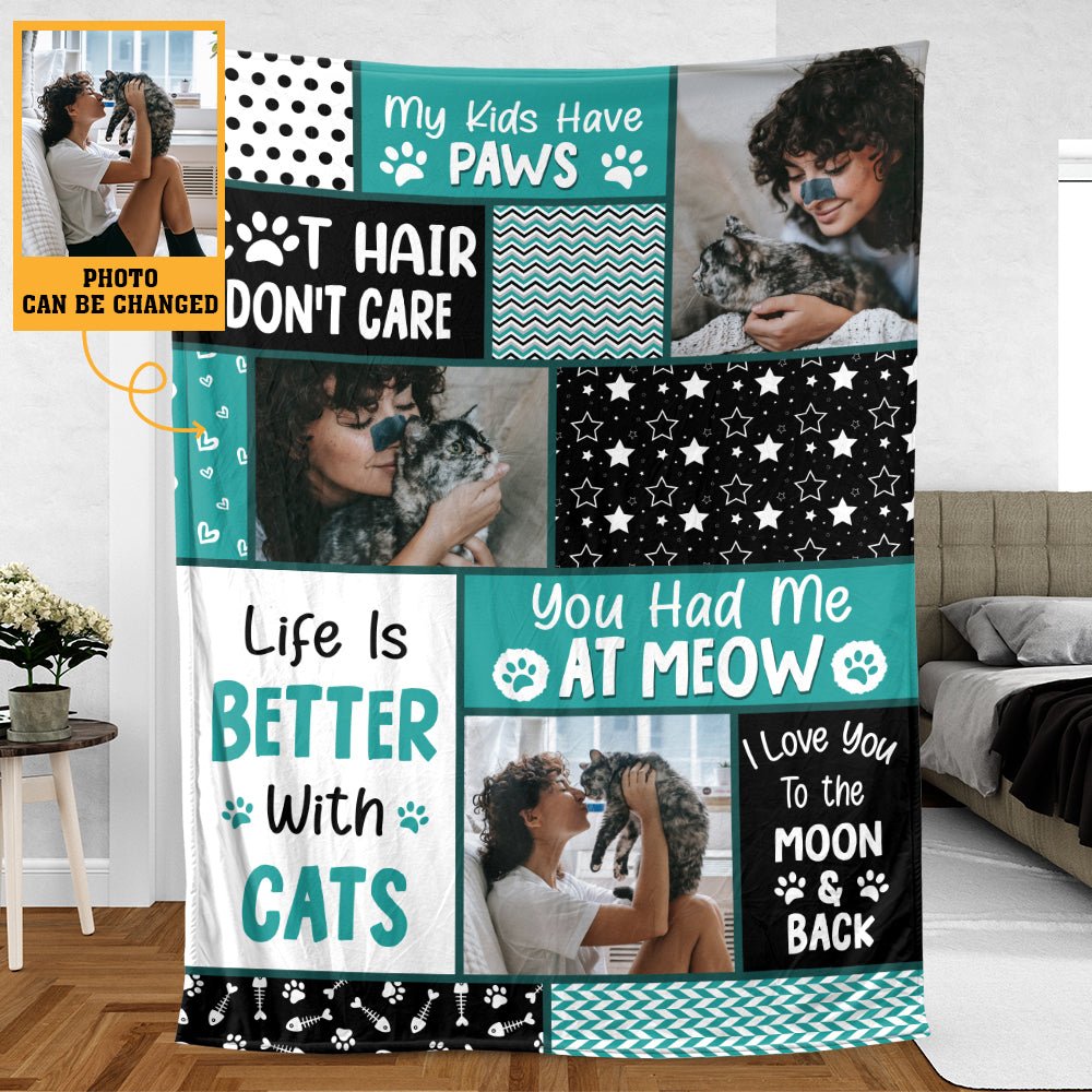 Life Is Better With Cats - Personalized Blanket - Best Gift For Mother, For Grandma - Giftago