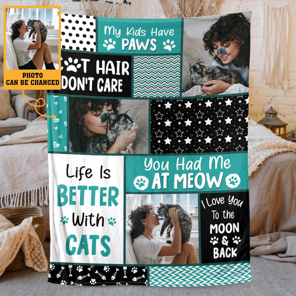 Life Is Better With Cats - Personalized Blanket - Best Gift For Mother, For Grandma - Giftago