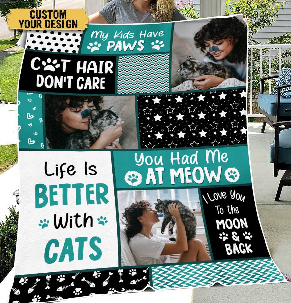 Life Is Better With Cats - Personalized Blanket - Best Gift For Mother, For Grandma - Giftago