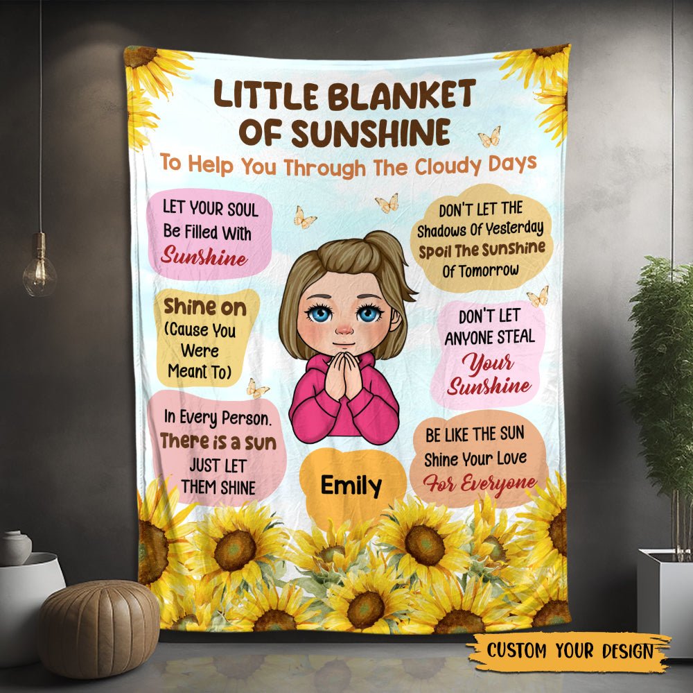 Little Blanket Of Sunshine - Personalized Blanket - Best Gift For Daughter, Granddaughter - Giftago