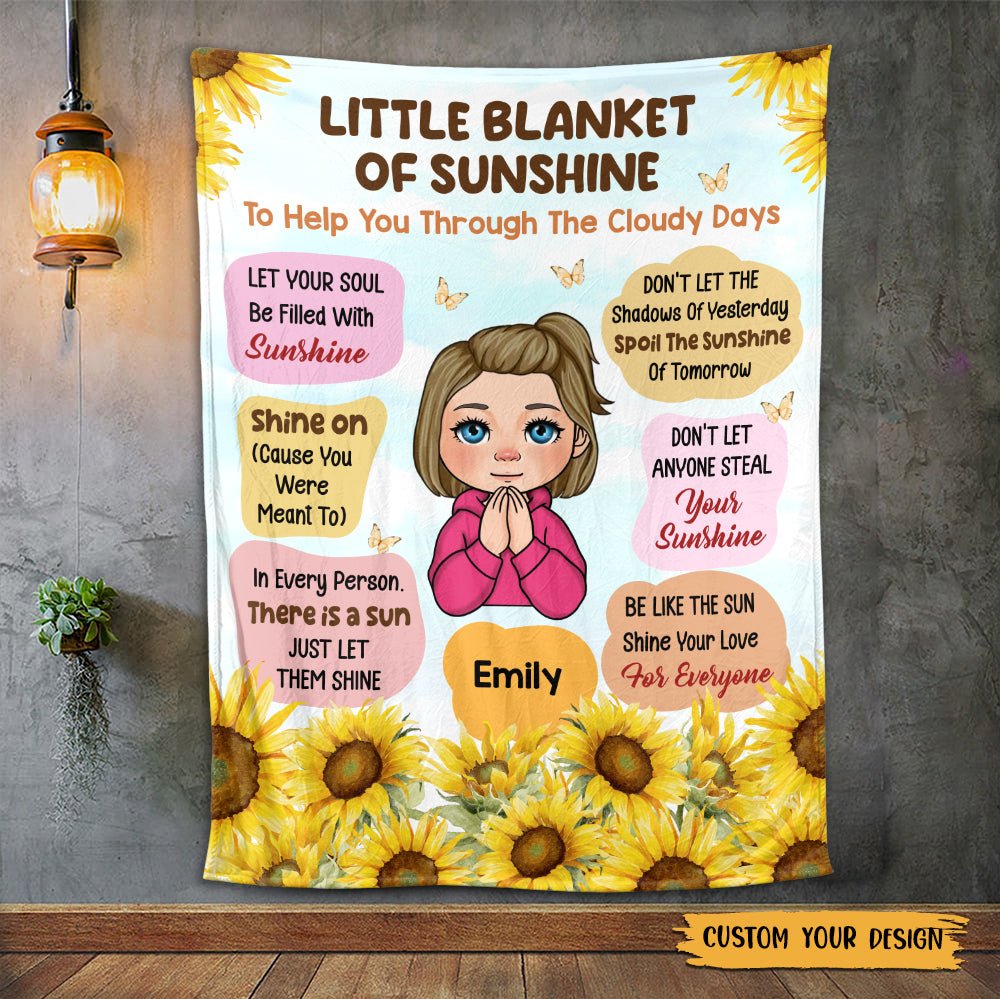 Little Blanket Of Sunshine - Personalized Blanket - Best Gift For Daughter, Granddaughter - Giftago