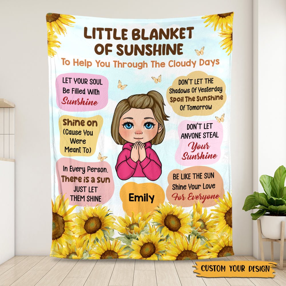 Little Blanket Of Sunshine - Personalized Blanket - Best Gift For Daughter, Granddaughter - Giftago