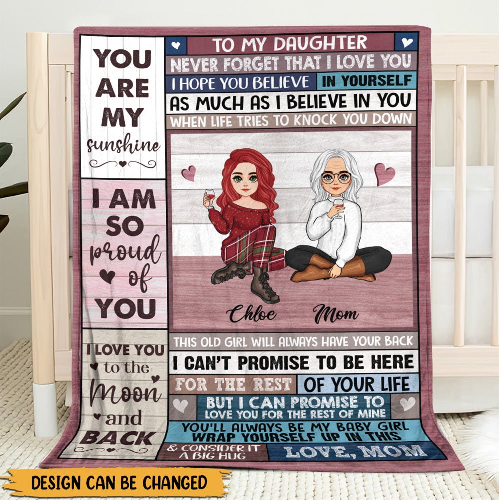 Love You To The Moon & Back - Personalized Blanket - Best Gift For Daughter, Granddaughter - Giftago