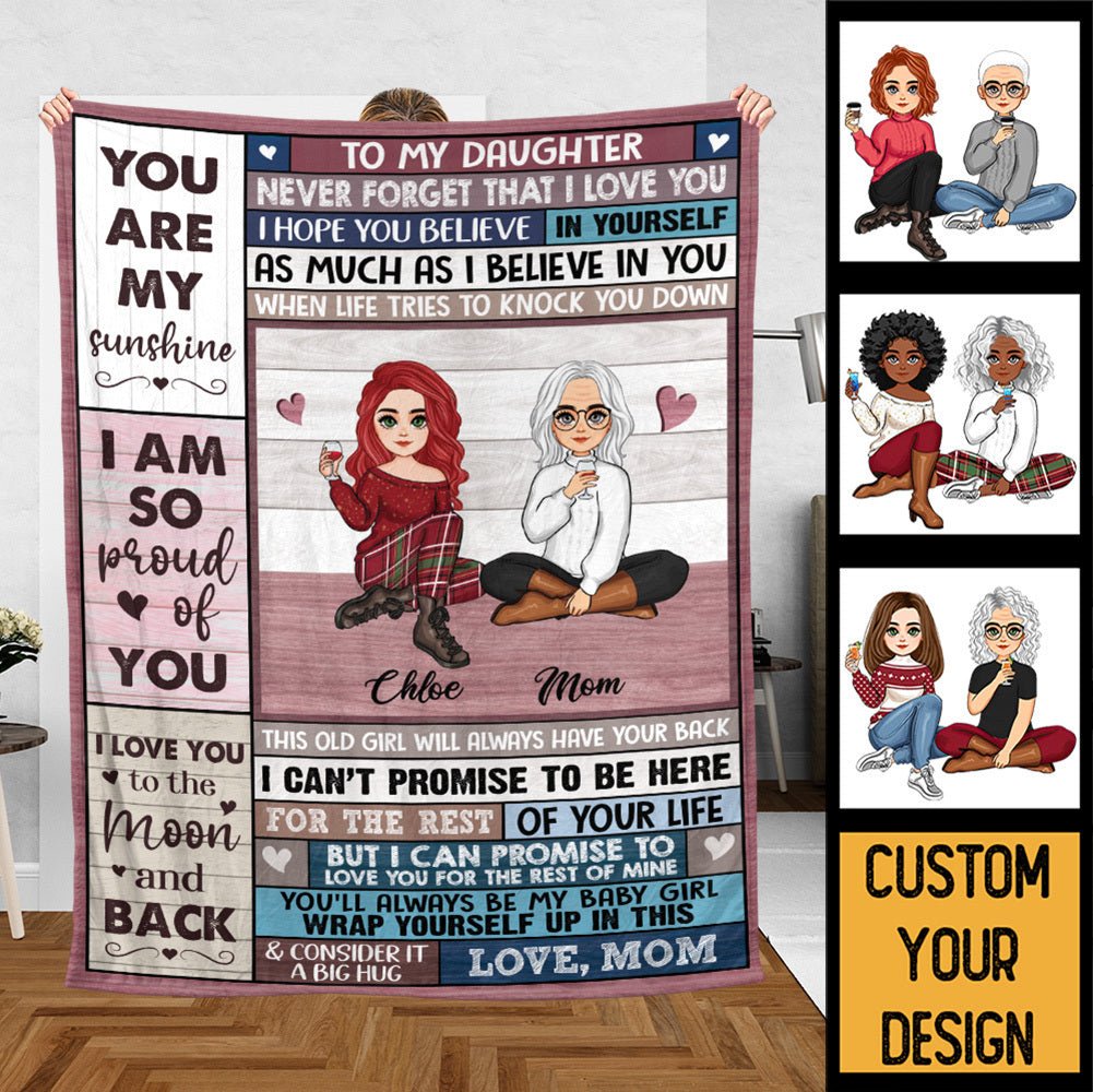 Love You To The Moon & Back - Personalized Blanket - Best Gift For Daughter, Granddaughter - Giftago