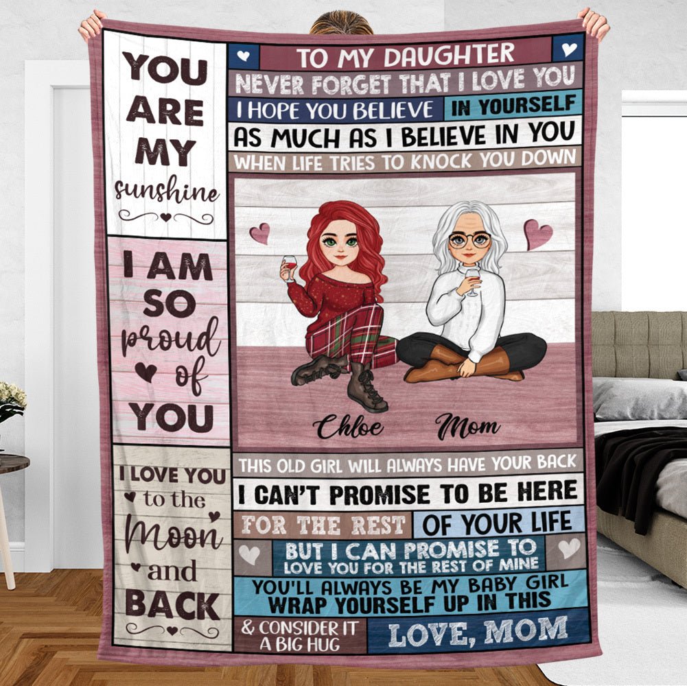 Love You To The Moon & Back - Personalized Blanket - Best Gift For Daughter, Granddaughter - Giftago