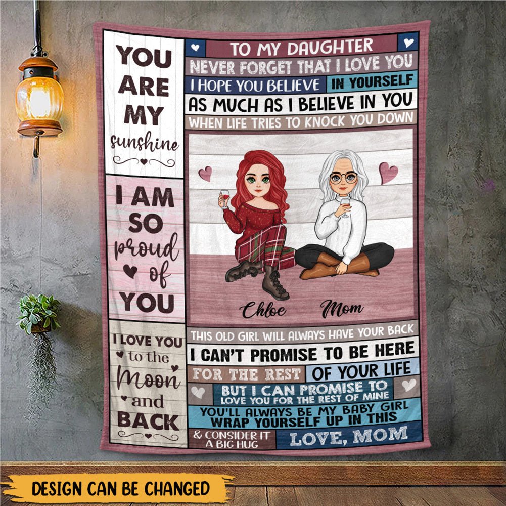 Love You To The Moon & Back - Personalized Blanket - Best Gift For Daughter, Granddaughter - Giftago