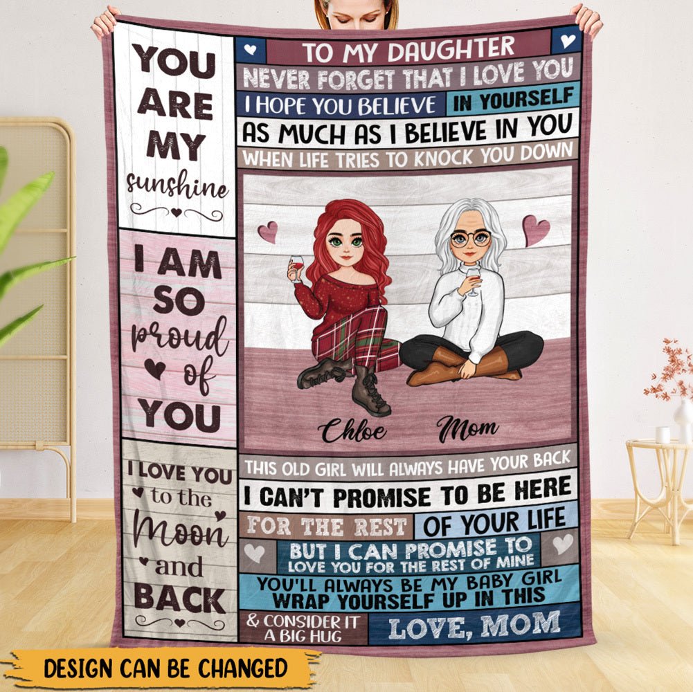 Love You To The Moon & Back - Personalized Blanket - Best Gift For Daughter, Granddaughter - Giftago