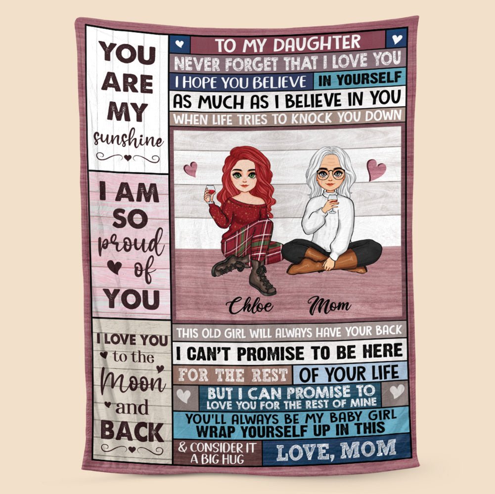 Love You To The Moon & Back - Personalized Blanket - Best Gift For Daughter, Granddaughter - Giftago