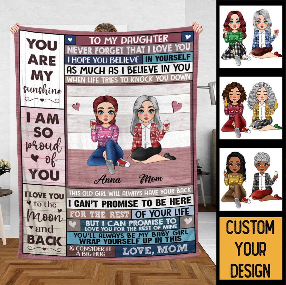 Love You To The Moon & Back Pink Blanket - Personalized Blanket - Best Gift For Daughter, Granddaughter - Giftago