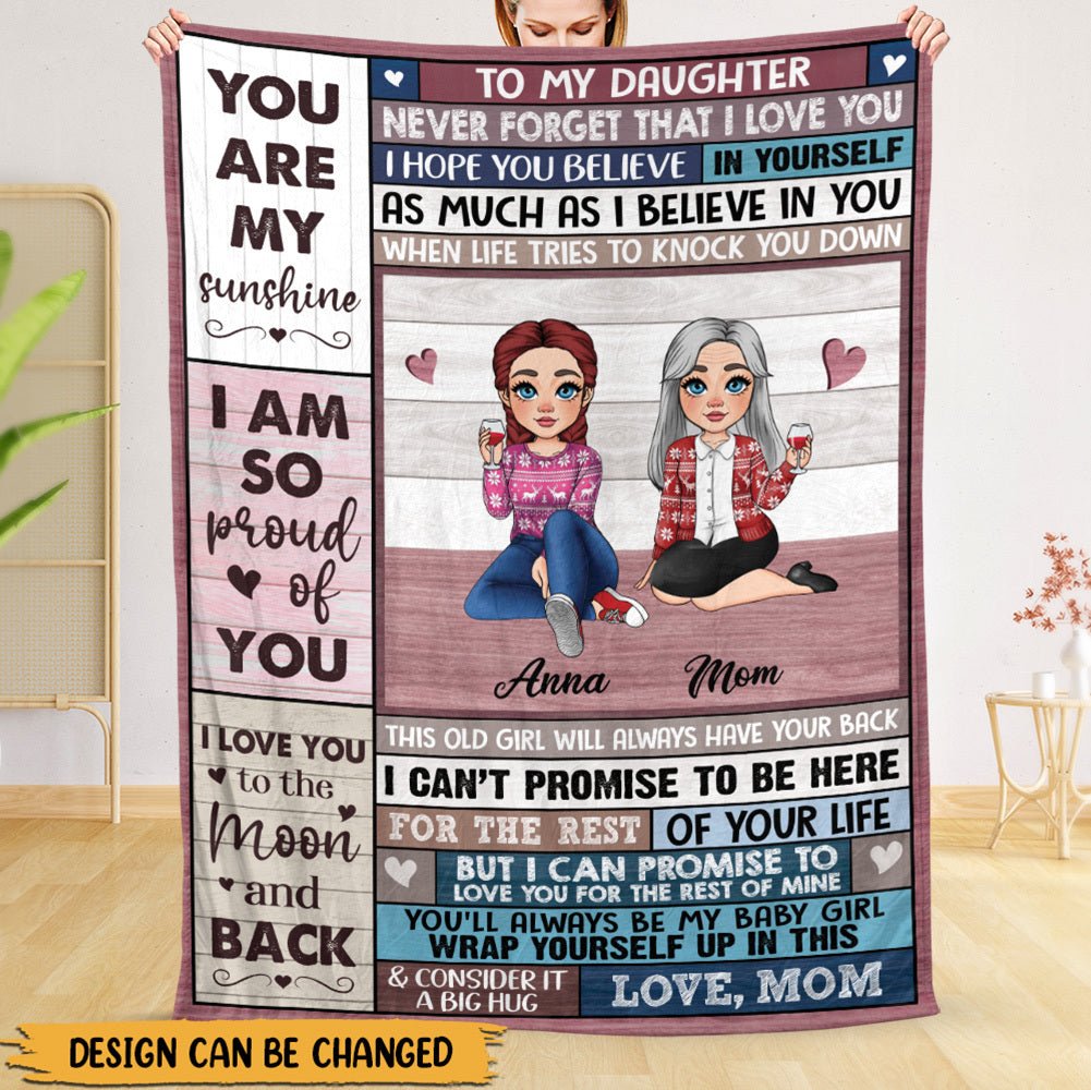 Love You To The Moon & Back Pink Blanket - Personalized Blanket - Best Gift For Daughter, Granddaughter - Giftago