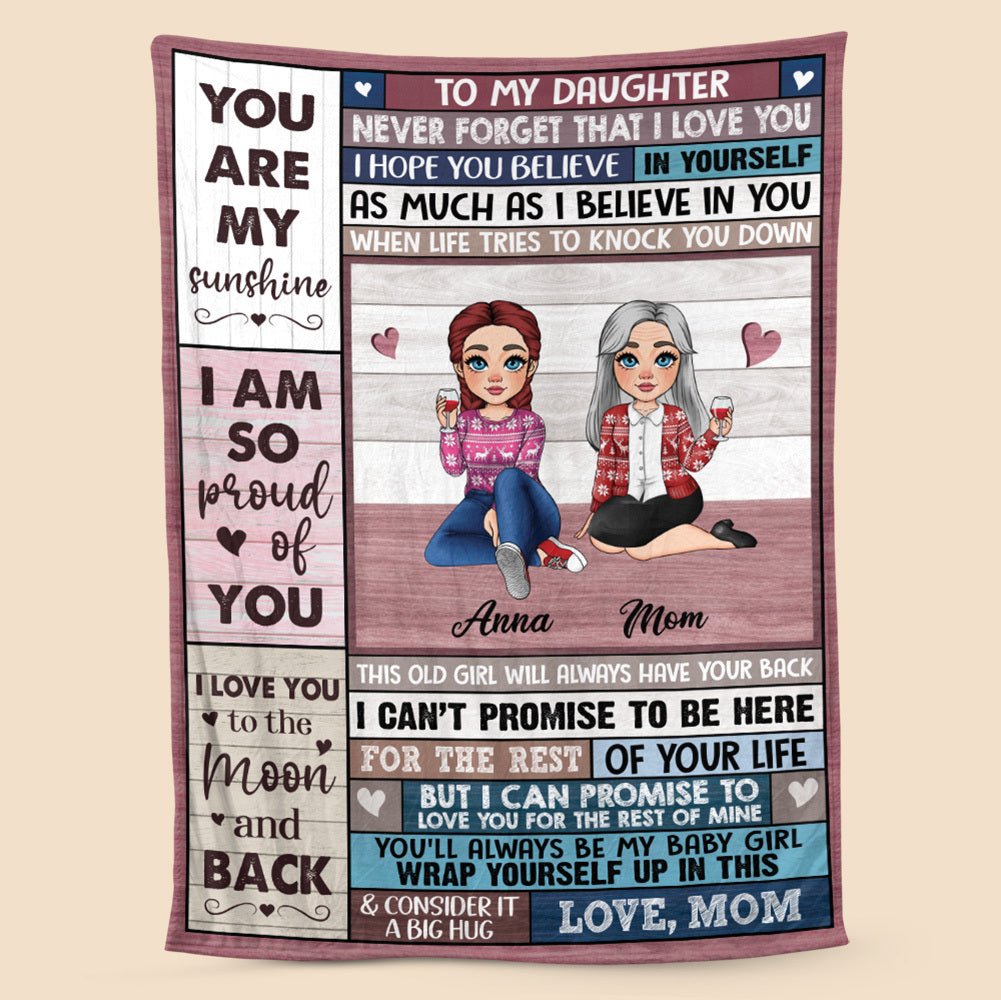 Love You To The Moon & Back Pink Blanket - Personalized Blanket - Best Gift For Daughter, Granddaughter - Giftago