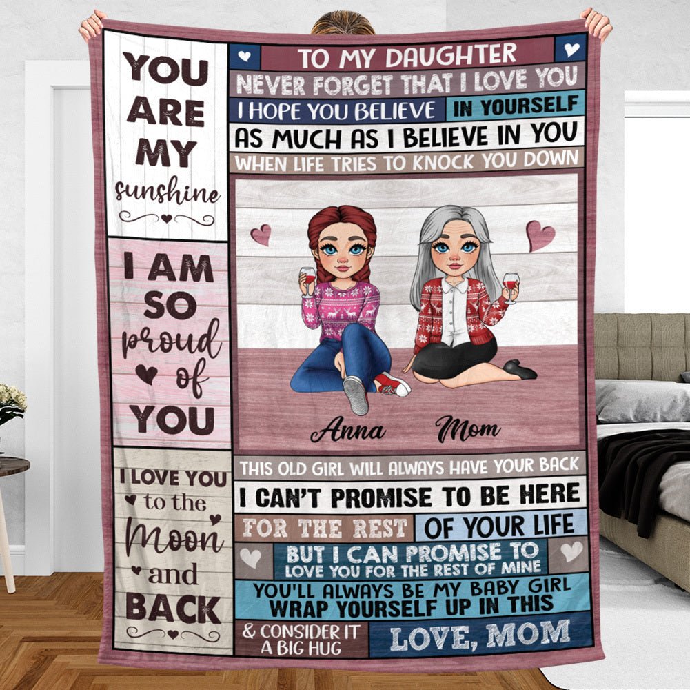 Love You To The Moon & Back Pink Blanket - Personalized Blanket - Best Gift For Daughter, Granddaughter - Giftago