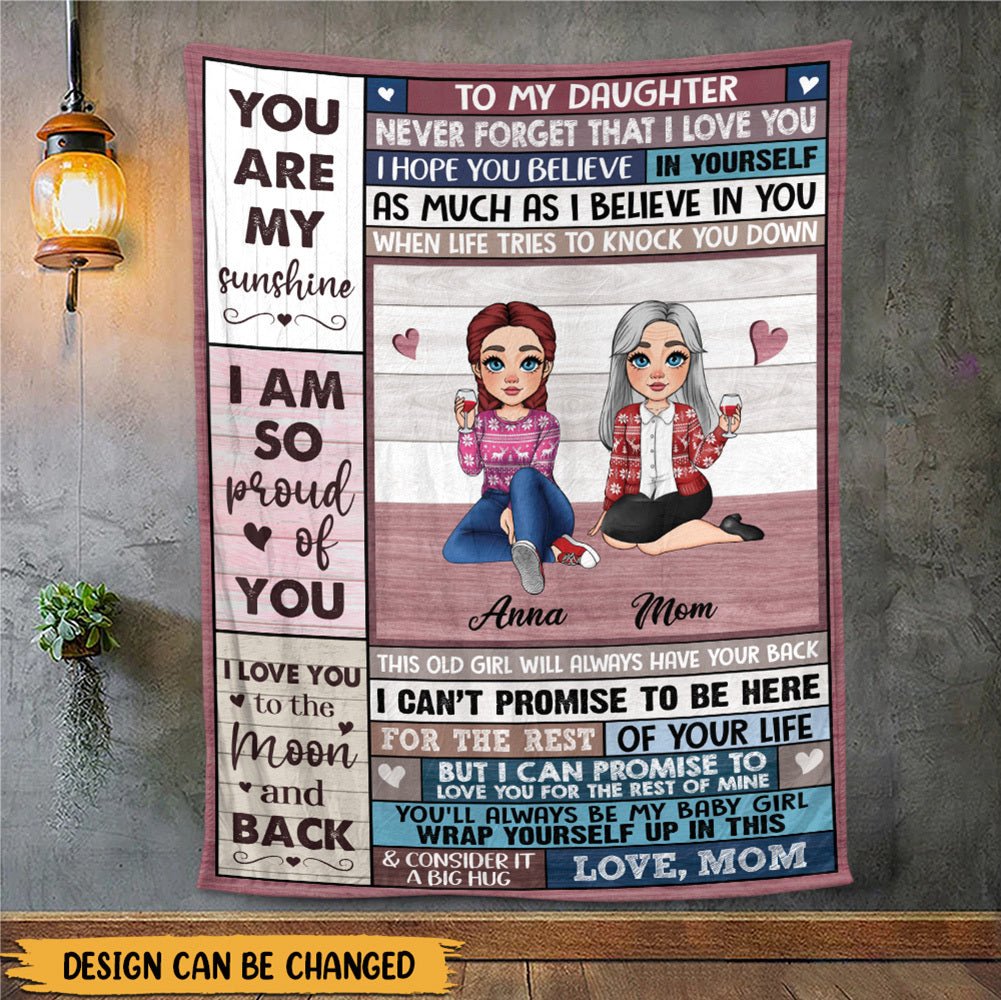 Love You To The Moon & Back Pink Blanket - Personalized Blanket - Best Gift For Daughter, Granddaughter - Giftago