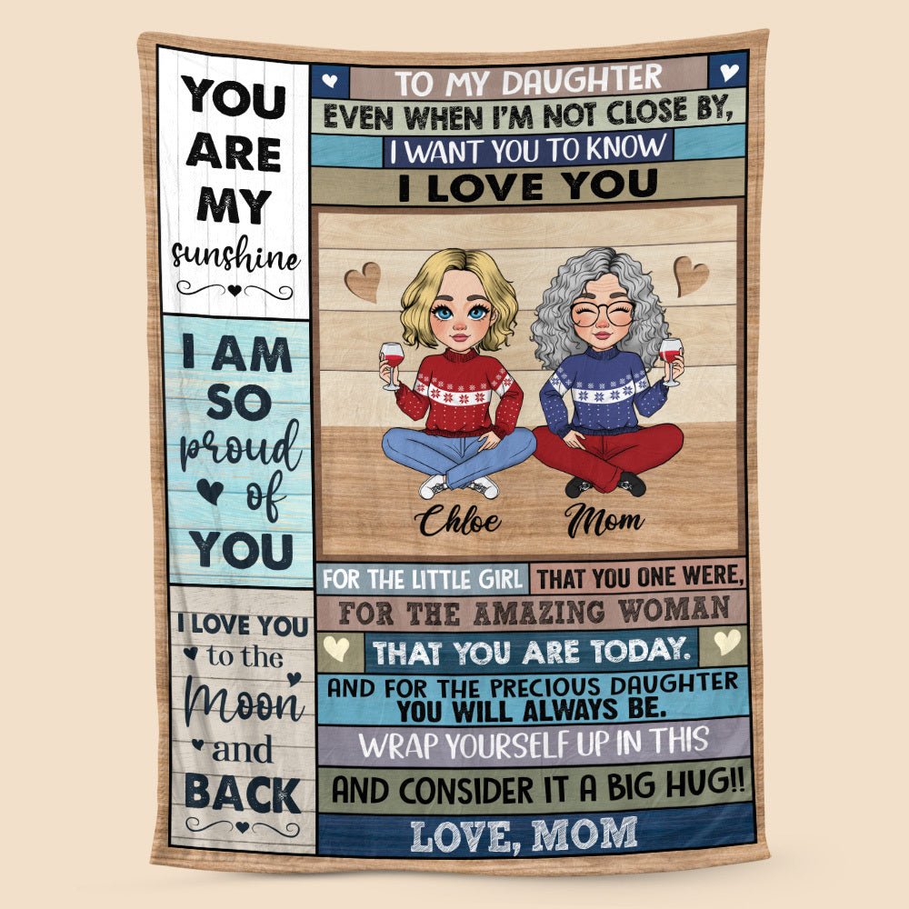 Love You To The Moon & Back (Version 2) - Personalized Blanket - Best Gift For Daughter, Granddaughter - Giftago