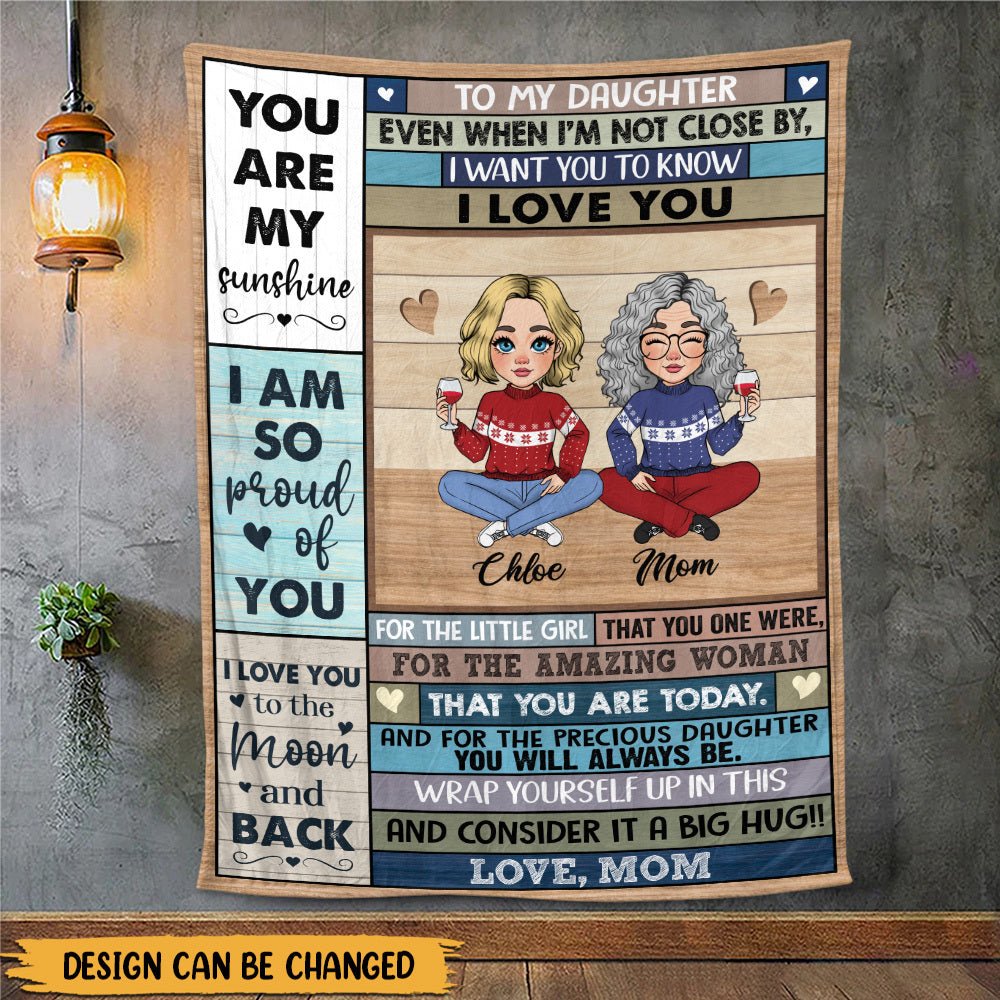 Love You To The Moon & Back (Version 2) - Personalized Blanket - Best Gift For Daughter, Granddaughter - Giftago