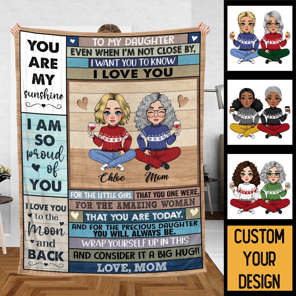 Love You To The Moon & Back (Version 2) - Personalized Blanket - Best Gift For Daughter, Granddaughter - Giftago