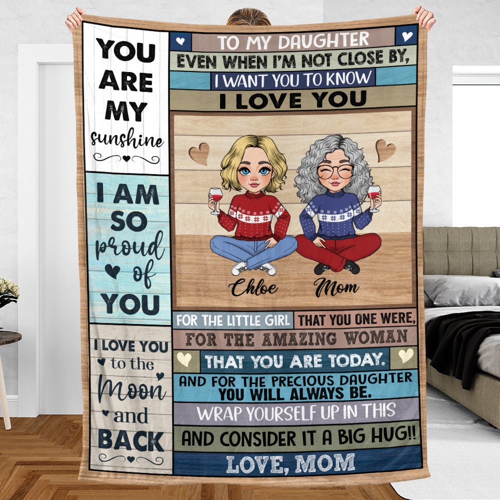 Love You To The Moon & Back (Version 2) - Personalized Blanket - Best Gift For Daughter, Granddaughter - Giftago