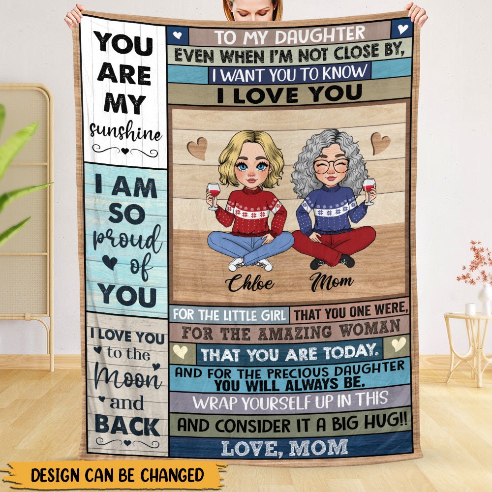 Love You To The Moon & Back (Version 2) - Personalized Blanket - Best Gift For Daughter, Granddaughter - Giftago
