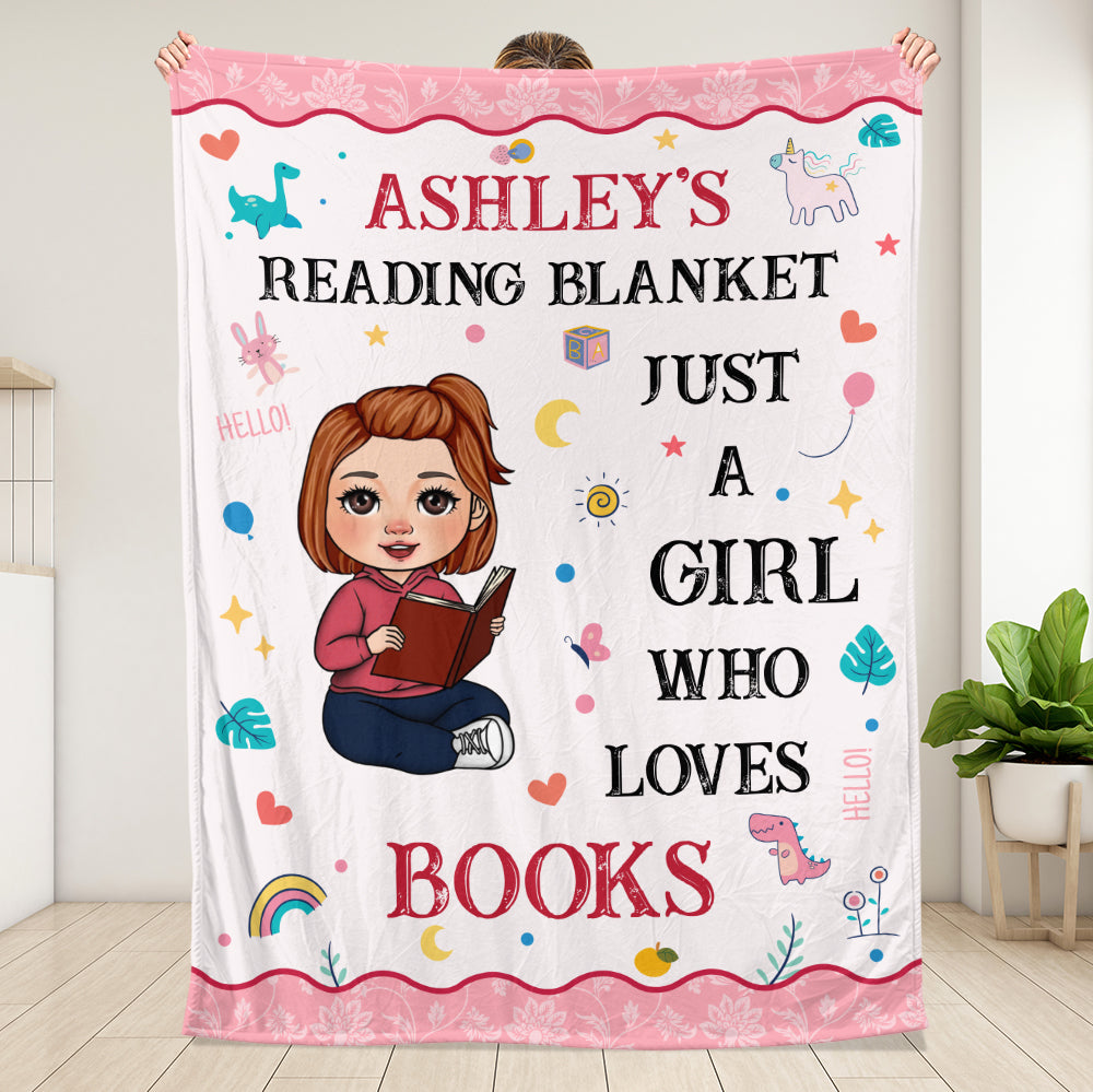 Just A Kid Who Loves Books Blanket - Personalized Blanket