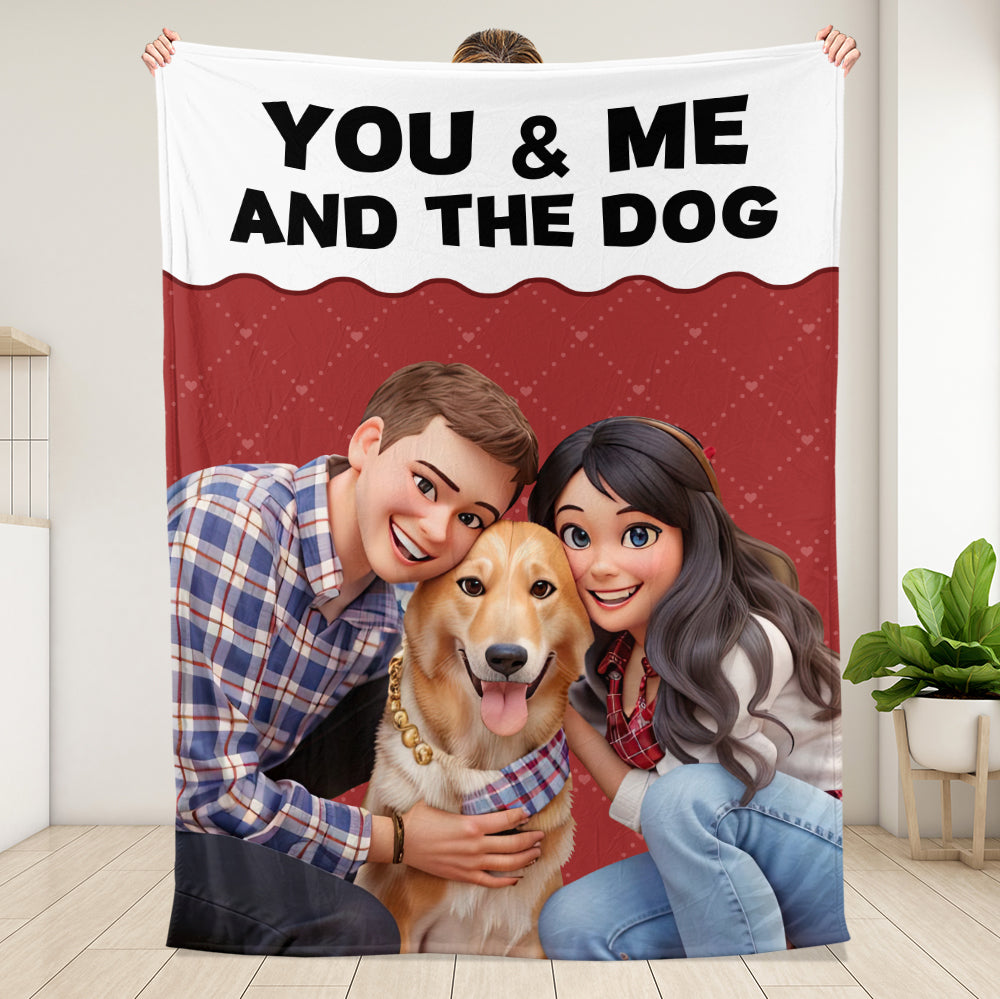 Couple And Dog AI Blanket - Personalized Blanket