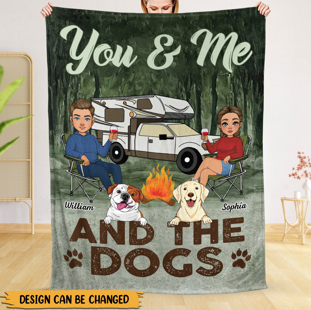 You & Me And The Dogs - Personalized Blanket - Meaningful Gift For Valentine, For Couple - Giftago