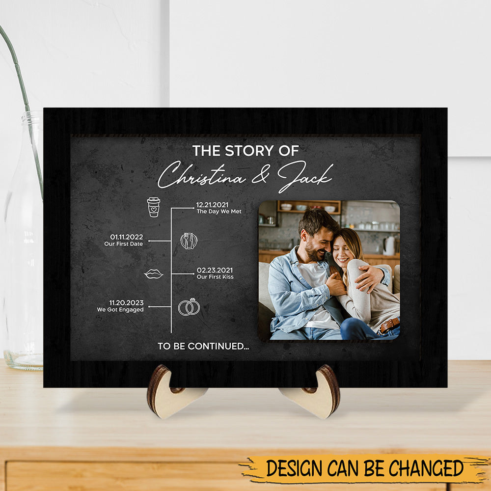 The Story Of Love - Personalized Custom 2-Layered Wooden Plaque With Stand - Best Gift For Couple, For Valentine - Giftago