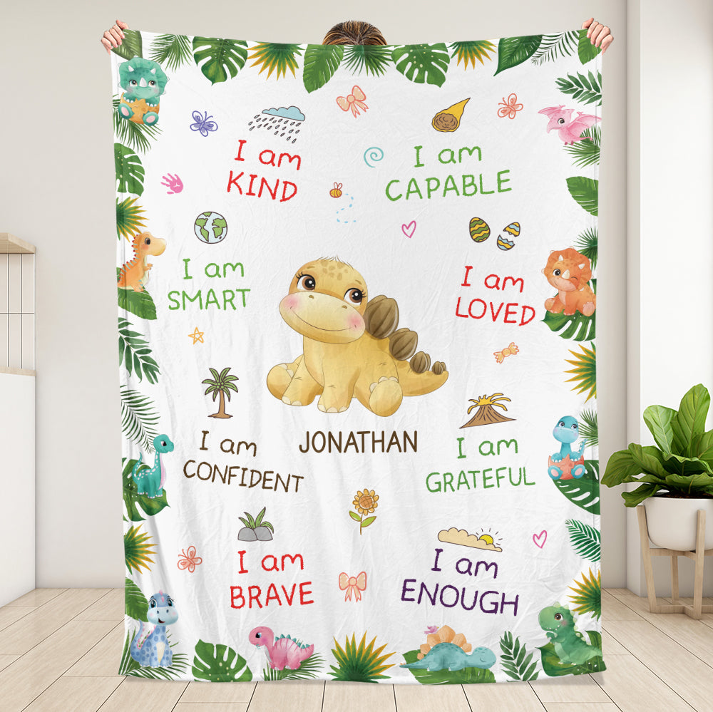 I Am Dinosaur Blanket - Personalized Blanket