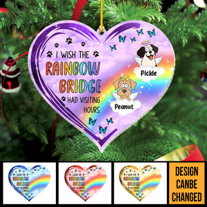 Personalized Dog Memorial Christmas Acrylic Ornament - Rainbow Bridge Heart - Dog Loss Gift, Remembrance Gift - Giftago