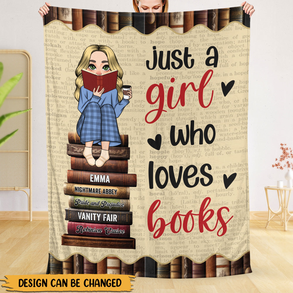 Just A Girl/Boy Who Loves Books With Book Titles (Version 2) - Personalized Blanket - Thoughtful Gift For Birthday, Christmas - Giftago