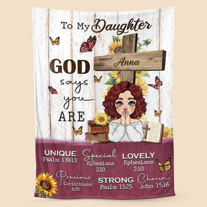 Sunflower Girl Bible - God Says You Are - Personalized Blanket - Meaningful Gift For Christmas, For Birthday - Giftago
