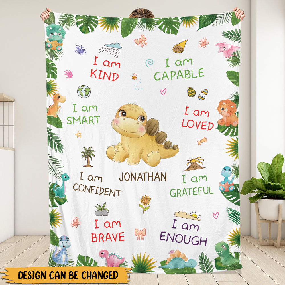 I Am Dinosaur Blanket - Personalized Blanket