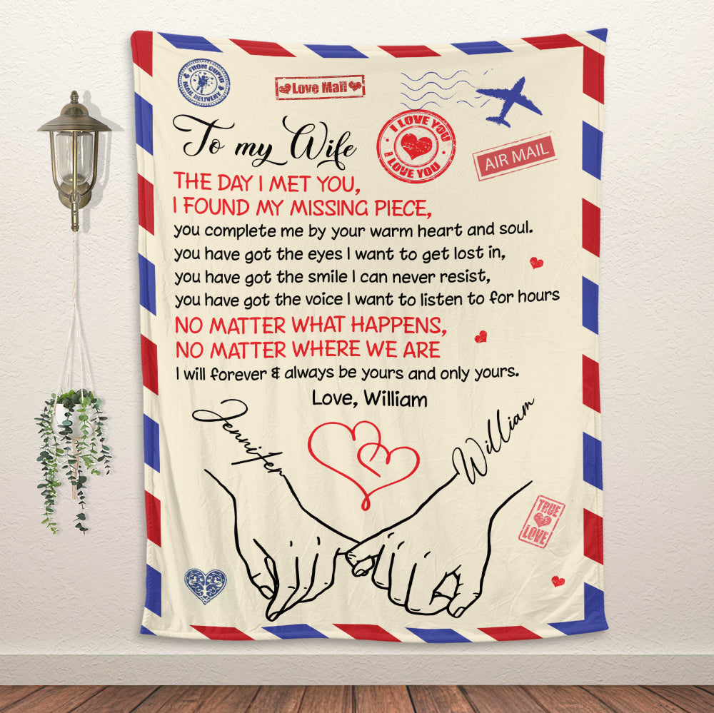 Personalized To My Wife Blanket, From Husband I Will Always Be Yours Air Mail Blanket - Personalized Blanket