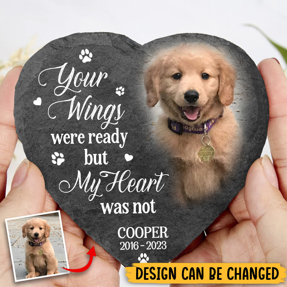 Personalized Memorial Stone for Pet Loss Gifts - Your Wings Were Ready - Ideal for Garden, Grave Marker Tribute - Giftago