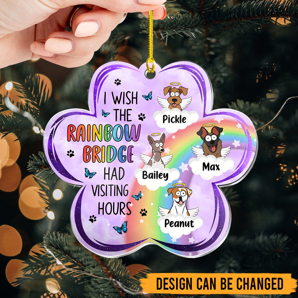 Personalized Dog Memorial Christmas Acrylic Ornament - Rainbow Bridge Flower - Dog Loss Gift, Remembrance Gift - Giftago