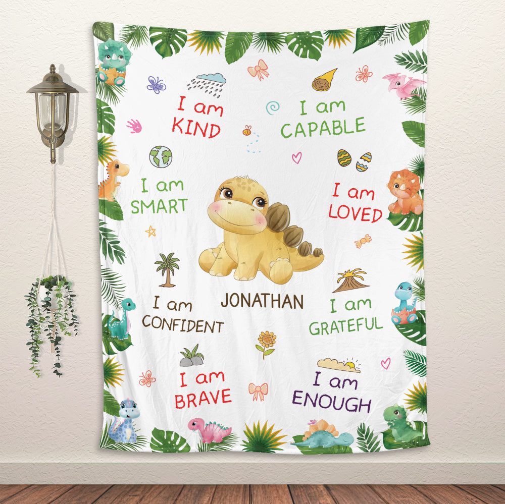 I Am Dinosaur Blanket - Personalized Blanket