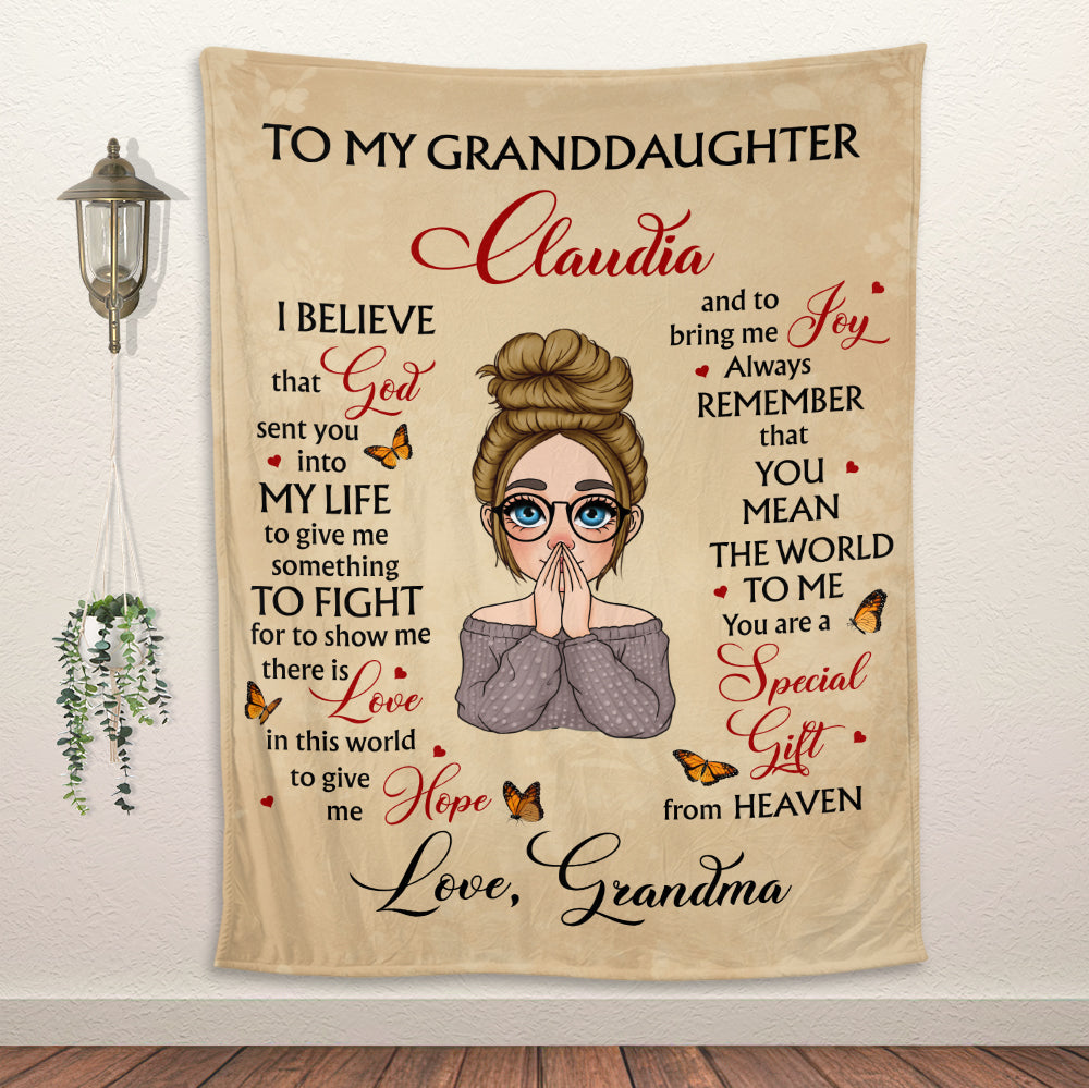 To Granddaughter Blanket - Personalized Blanket