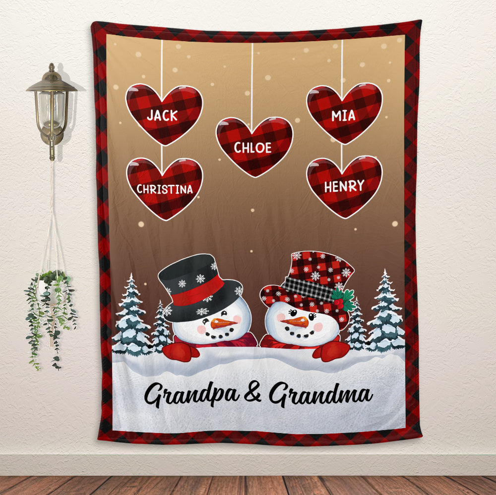 Nana Papa Snowwoman Snowman Christmas Blanket - Personalized Blanket