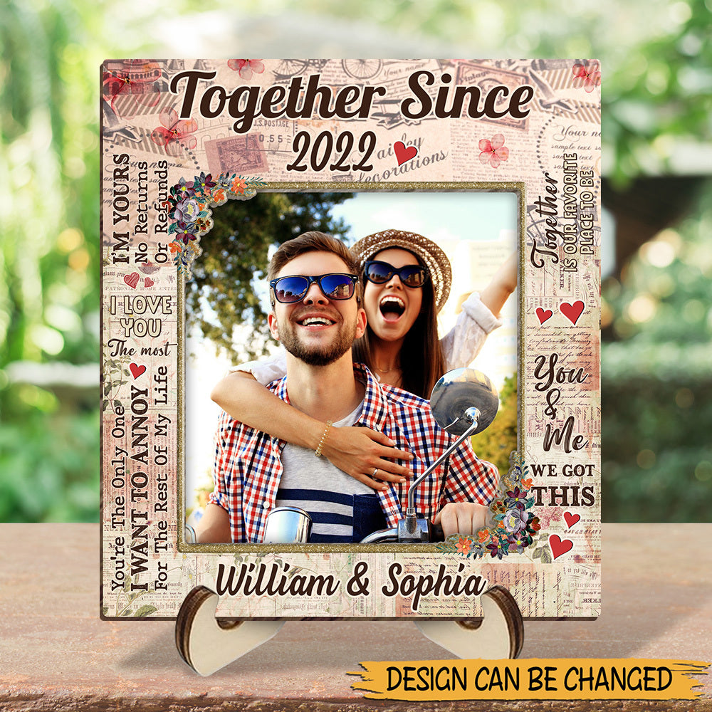 Together Since Love Letter - Personalized Custom 2-Layered Wooden Plaque With Stand - Best Gift For Couple, For Valentine - Giftago