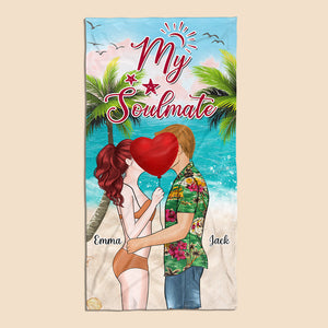 Soulmate Couple - Personalized Beach Towel - Best Gift For Couple - Giftago