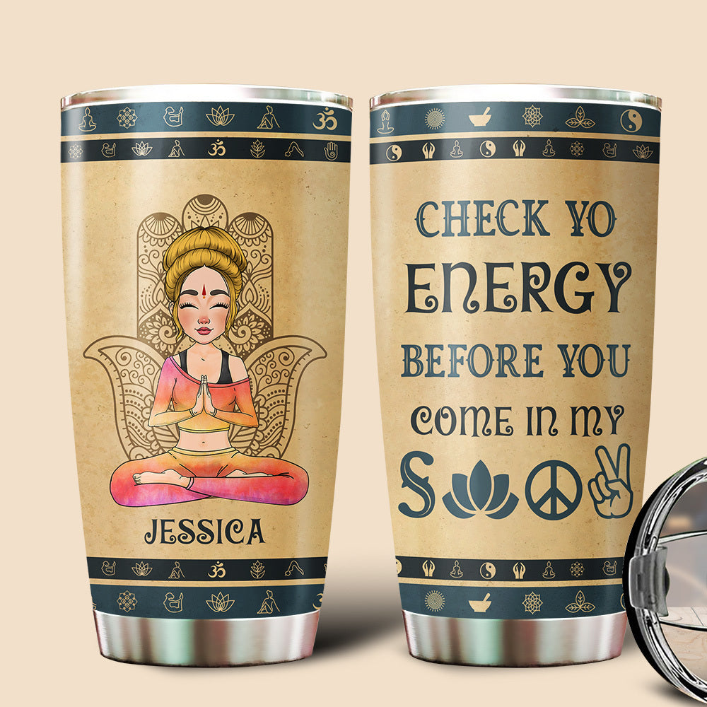 Check Yo Energy - Personalized Tumbler - Best Gift For Yoga Lover - Giftago