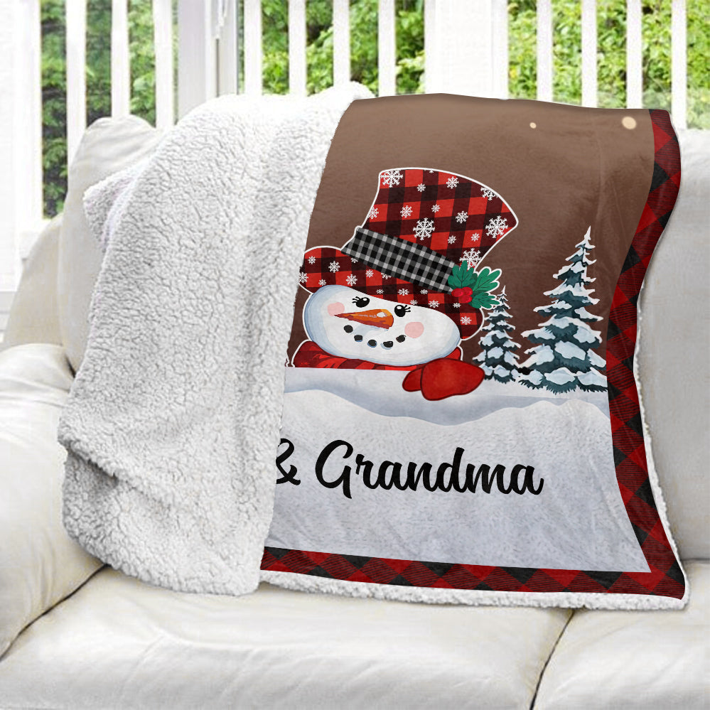 Nana Papa Snowwoman Snowman Christmas Blanket - Personalized Blanket