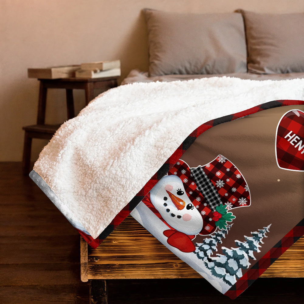 Nana Papa Snowwoman Snowman Christmas Blanket - Personalized Blanket