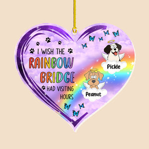 Personalized Dog Memorial Christmas Acrylic Ornament - Rainbow Bridge Heart - Dog Loss Gift, Remembrance Gift - Giftago