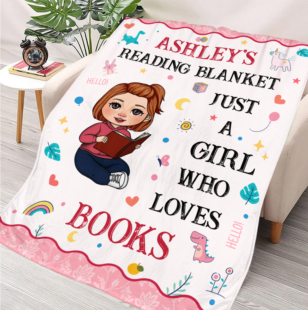 Just A Kid Who Loves Books Blanket - Personalized Blanket