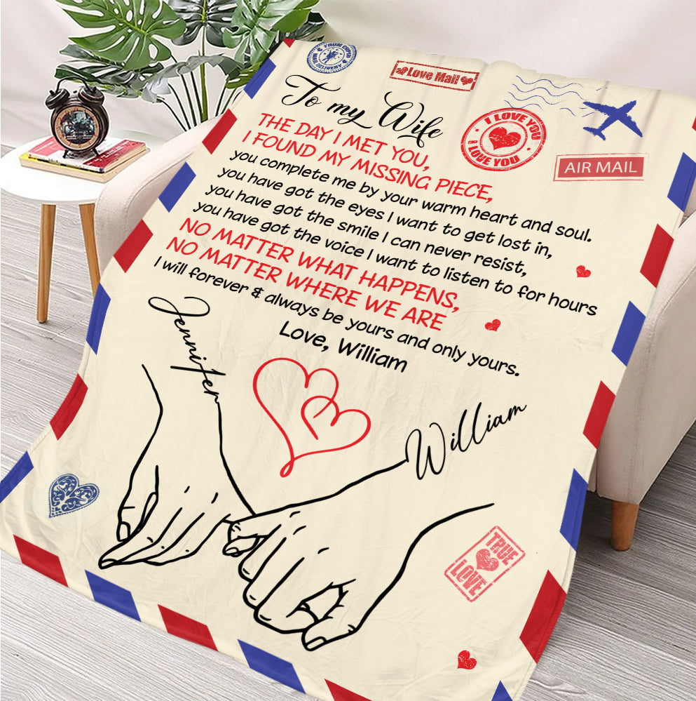 Personalized To My Wife Blanket, From Husband I Will Always Be Yours Air Mail Blanket - Personalized Blanket