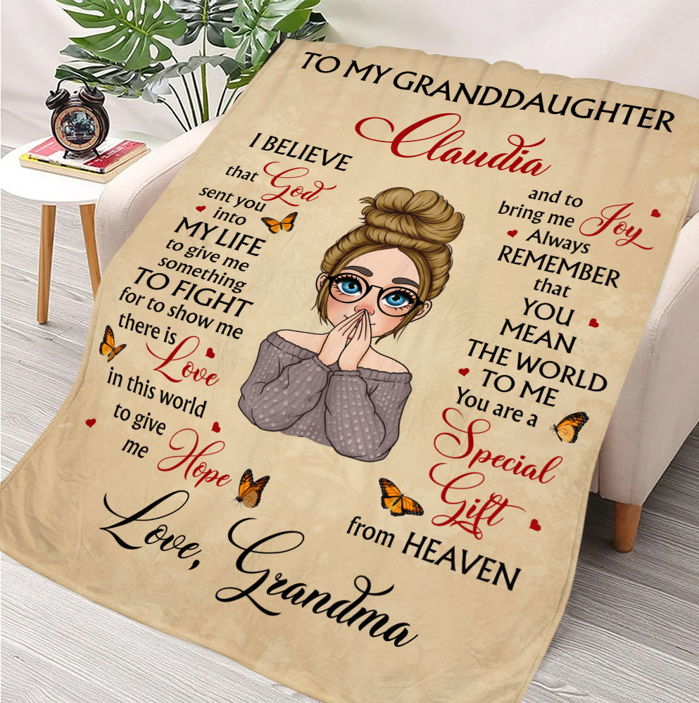 To Granddaughter Blanket - Personalized Blanket