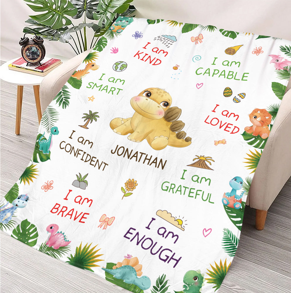 I Am Dinosaur Blanket - Personalized Blanket