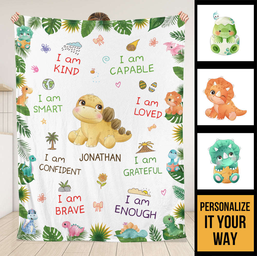I Am Dinosaur Blanket - Personalized Blanket