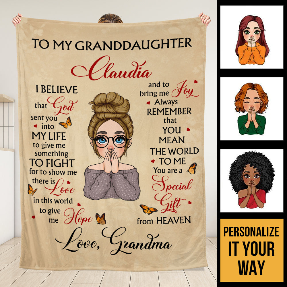 To Granddaughter Blanket - Personalized Blanket