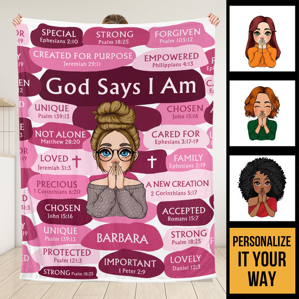 God Says I am - Spiritual Gift Of Faith For Christian People - Affirmation Blanket - Personalized Blanket
